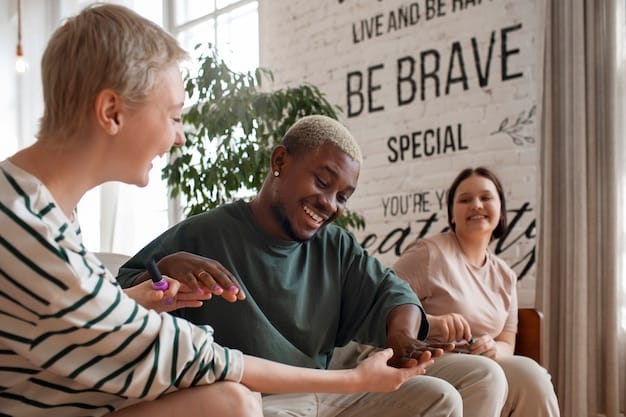 A diverse group of people gathered in a supportive group setting, offering each other encouragement and sharing experiences. The atmosphere is warm and empathetic.