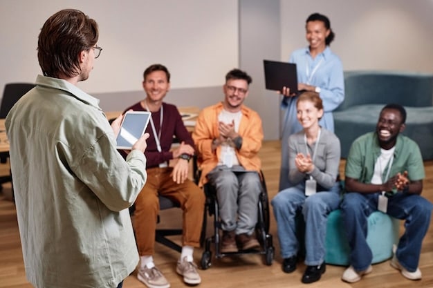 Several first responders participate in a debriefing session. A therapist is observing and taking notes, while some responders are sharing experiences.