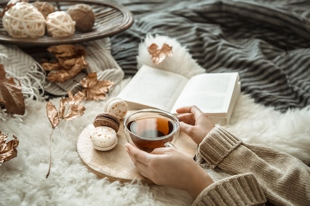 A person journaling in a cozy setting, with a cup of tea and soft lighting, capturing the essence of practicing self-care and mindfulness.