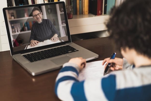 An individual attending an online webinar at home, with a laptop displaying a presentation on a complex topic. The person takes notes diligently, exhibiting a thirst for knowledge.