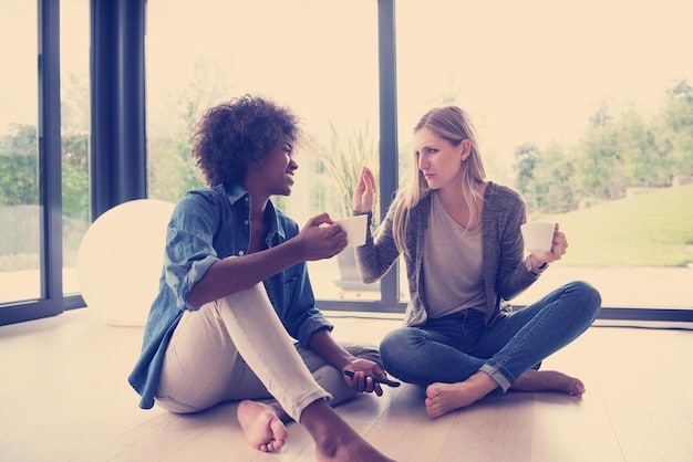 Two people having a calm and respectful conversation, with visible body language indicating clear communication and respect for each other's personal space.