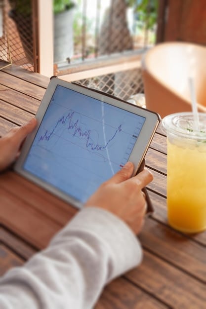 A person using a journaling app on a tablet to record their stress levels and mindfulness practice, with charts and graphs showing progress over time, emphasizing data tracking and self-monitoring.