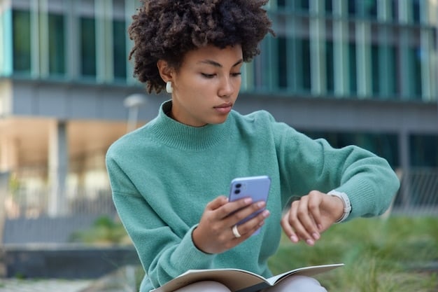 A person using a time tracking app on their phone, showing a breakdown of their daily activities by time spent. The interface is clean and intuitive, highlighting how time is divided between work, leisure, and other commitments.