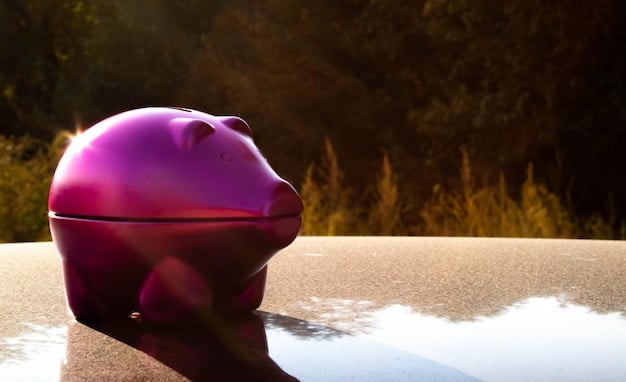 A person meditating with a piggy bank and financial charts in the background, visually connecting mindfulness and financial planning.