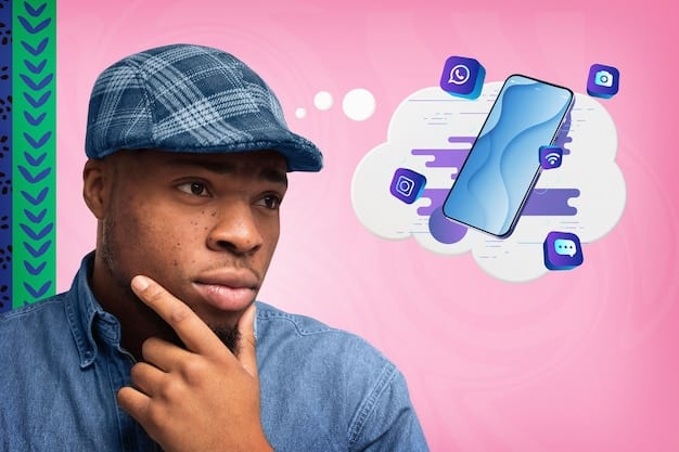 A person reviewing their screen time report on their smartphone, with a thoughtful expression. The background shows notifications from various apps and social media platforms.