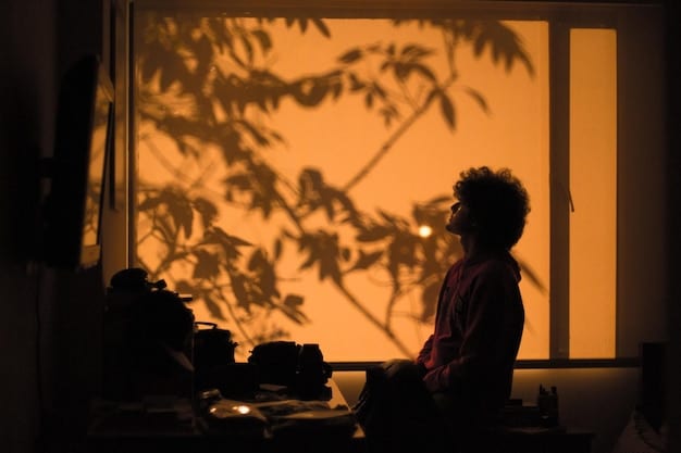 A person meditating in a peaceful environment, with sunlight streaming through the window, symbolizing stress reduction and mental clarity.