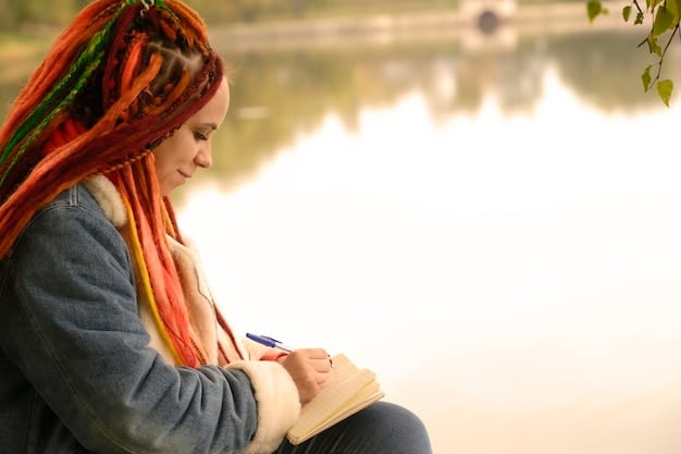 A person journaling in a peaceful setting, representing self-reflection and processing emotions for greater resilience.