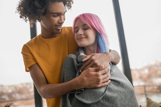 Two people hugging each other as to provide comfort and emotional support symbolizing self-compassion.