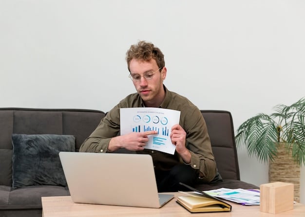 A person analyzing a financial chart with a calm and focused expression, symbolizing effective financial planning.