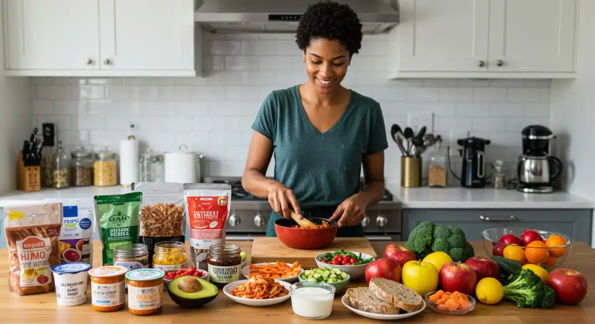 Preparing a gut-friendly meal with fermented foods and fresh produce