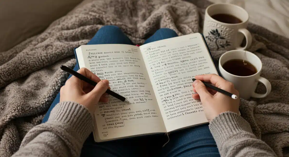 Person journaling thoughts and feelings for emotional processing