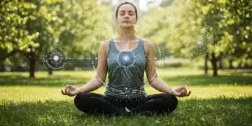 Serene person meditating amidst nature, symbolizing enhanced emotional resilience and stress reduction.