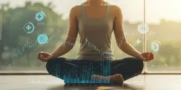 Person meditating, visualizing reduced healthcare costs through mindfulness practice