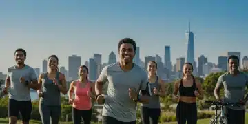 Diverse individuals engaging in outdoor fitness activities for peak physical wellness.