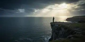 Strong individual facing economic storms with emotional resilience