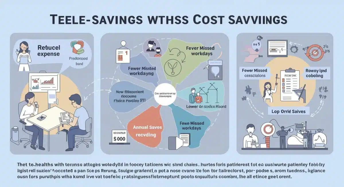 Infographic showing financial benefits of telehealth for addiction recovery.