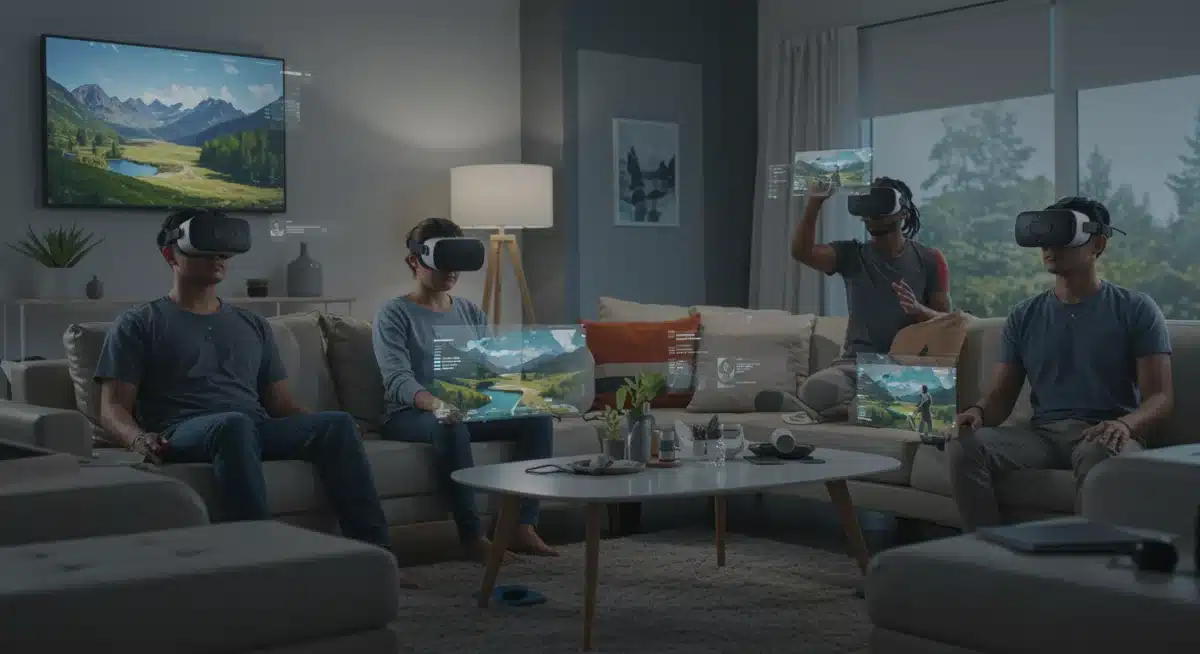 Diverse group engaging in virtual reality mindfulness session