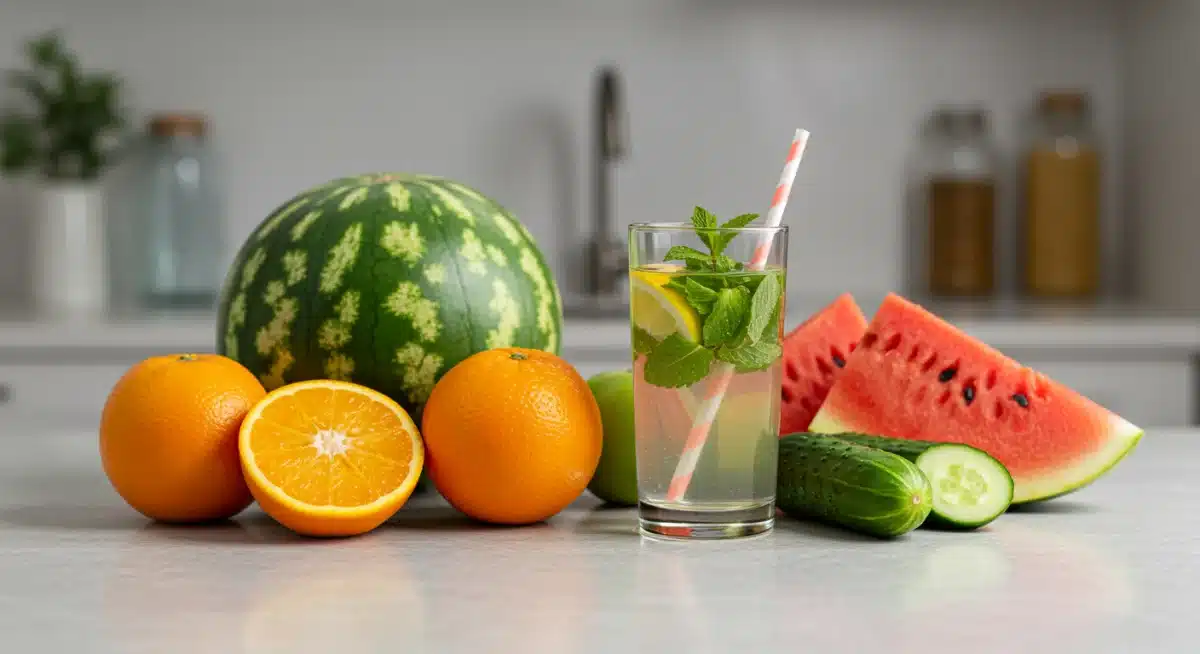 Hydrating foods and infused water for daily intake