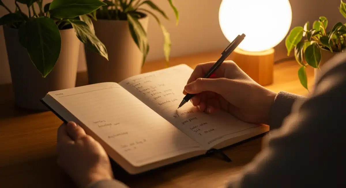 Person journaling for emotional regulation and self-reflection