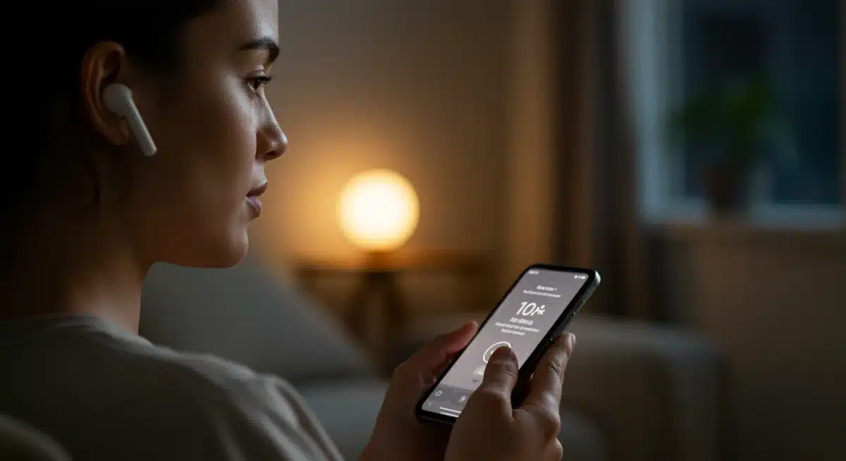 Person meditating with a mindful app for 10 minutes daily