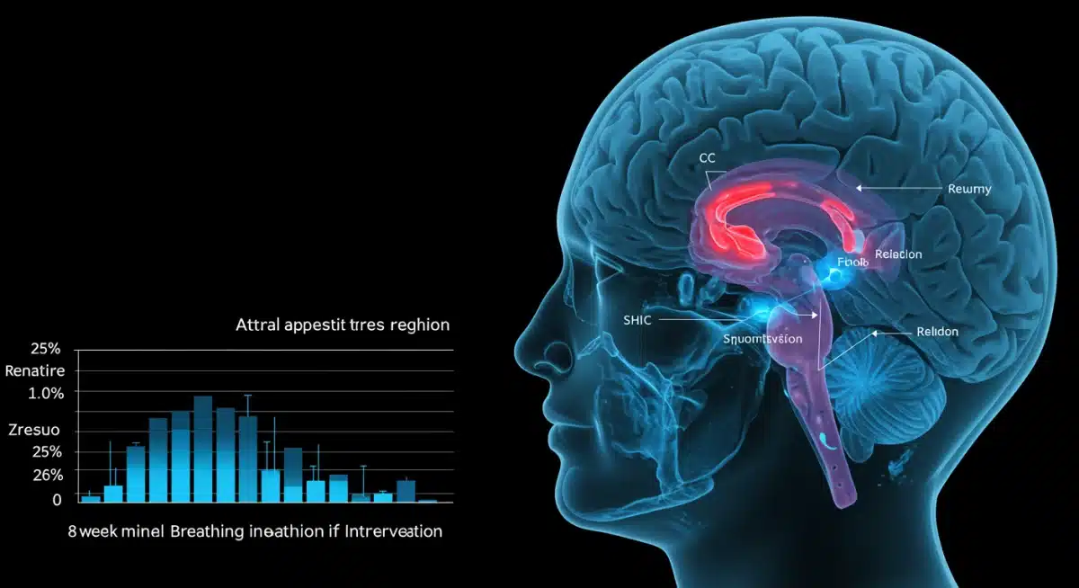 Brain scan showing reduced stress activity after mindful breathing intervention