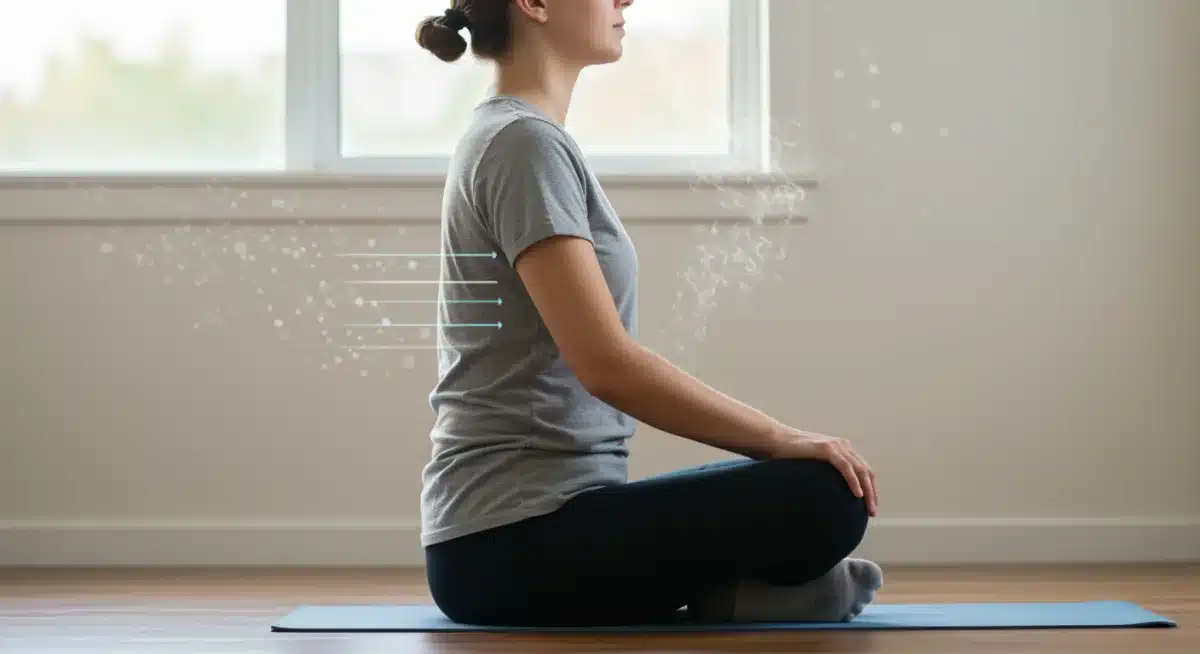 Person practicing deep breathing for stress regulation