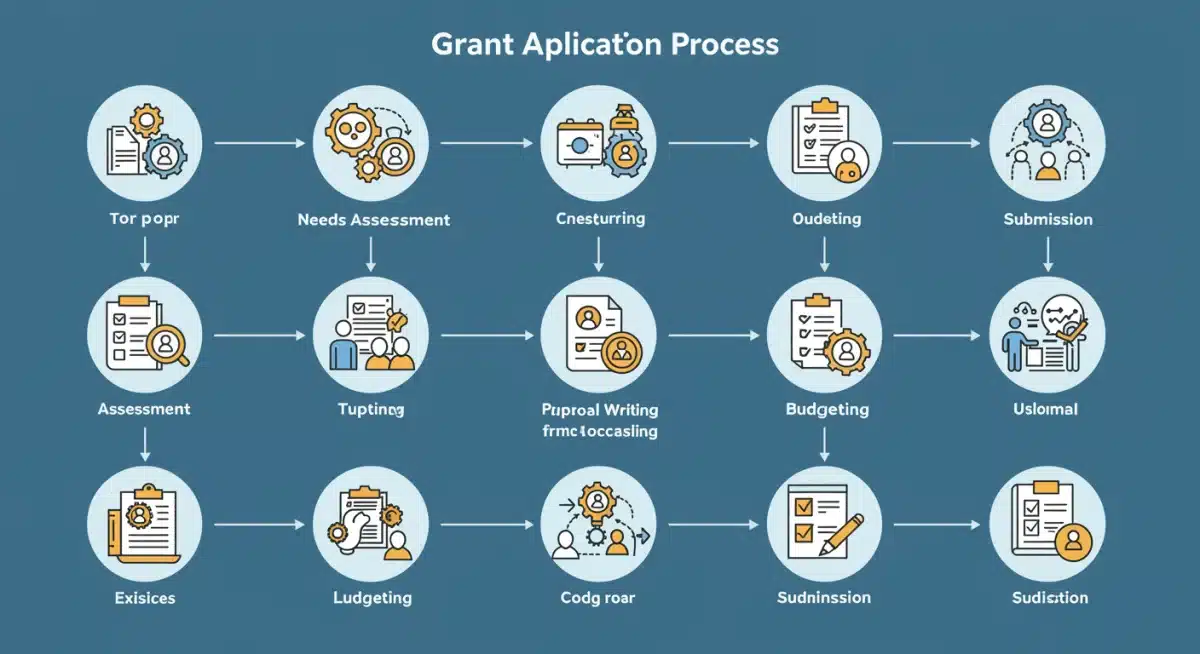 Flowchart illustrating the comprehensive federal grant application process for addiction recovery programs
