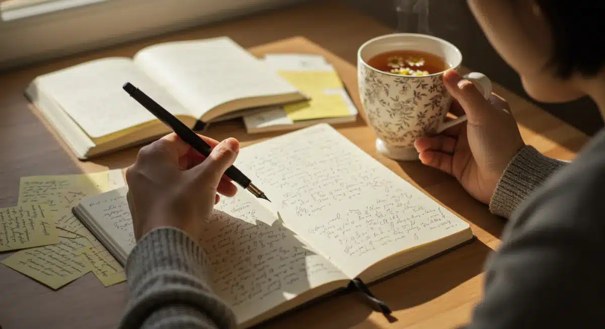 Person journaling for self-reflection and emotional processing