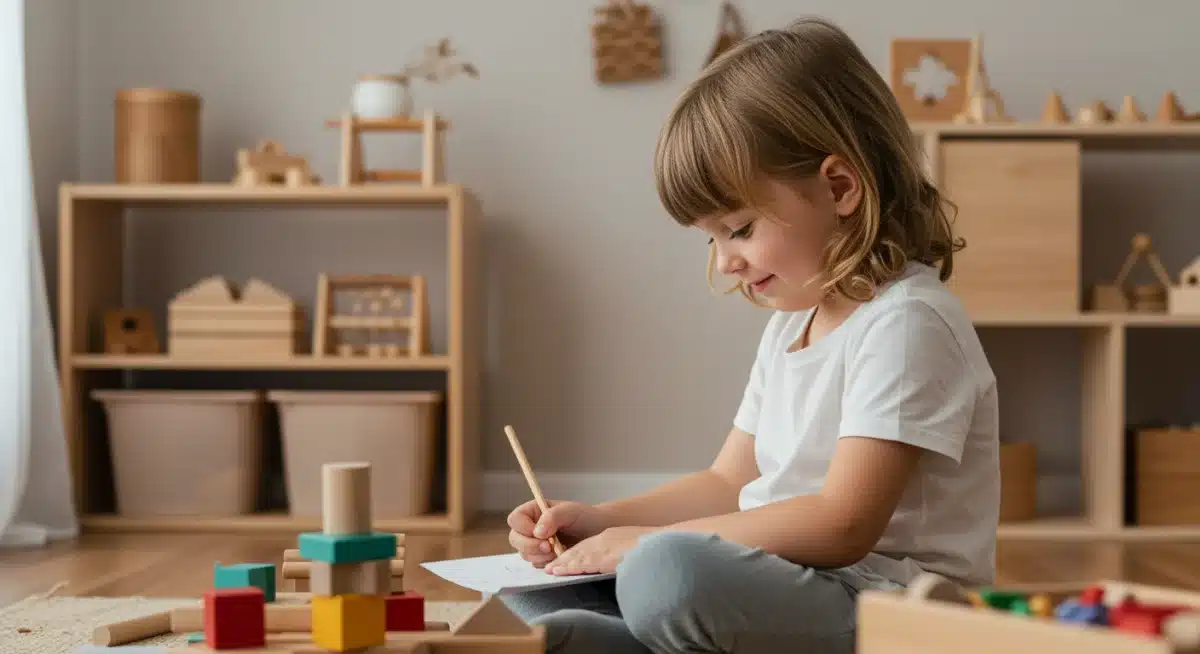 Child engaged in self-regulated play, fostering independence and resilience.