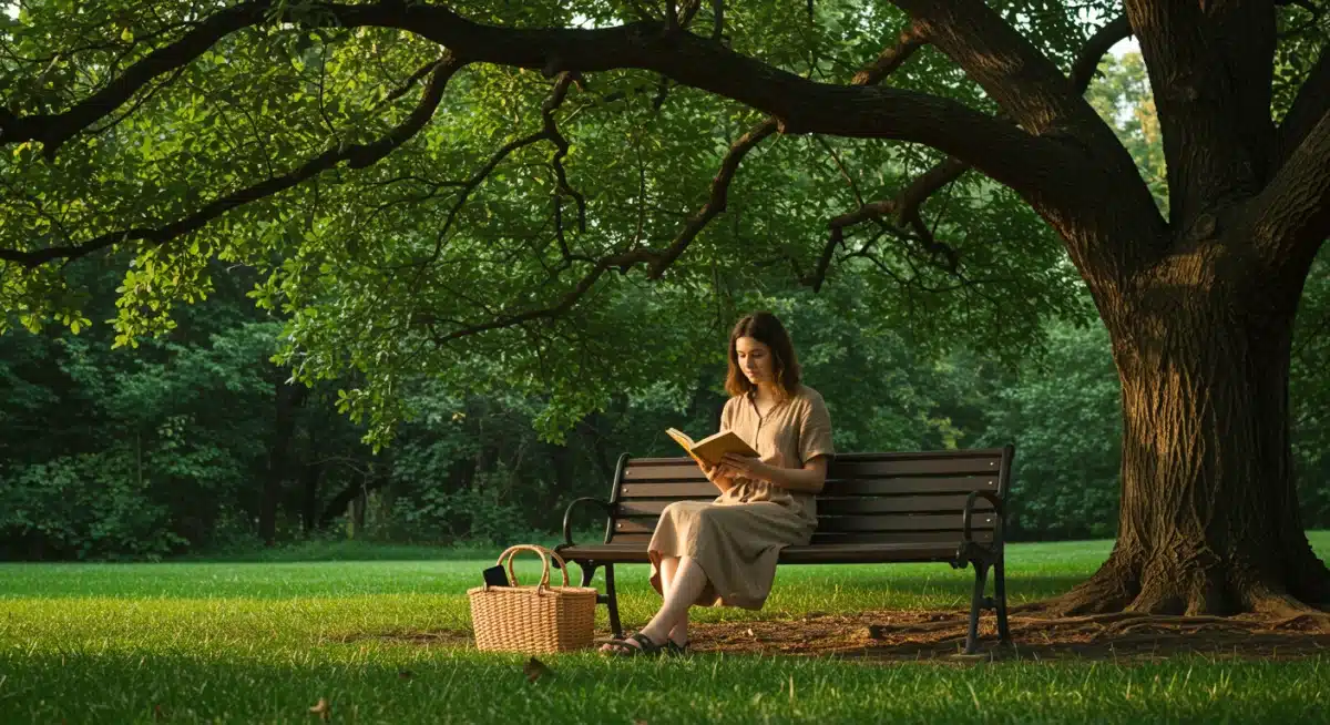 Person practicing digital detox in a park, embracing mindful disconnection