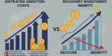 Infographic illustrating the contrasting financial impacts of untreated addiction versus addiction recovery in 2026.