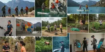 Diverse group engaging in various unconventional fitness activities across the USA, promoting active lifestyles.