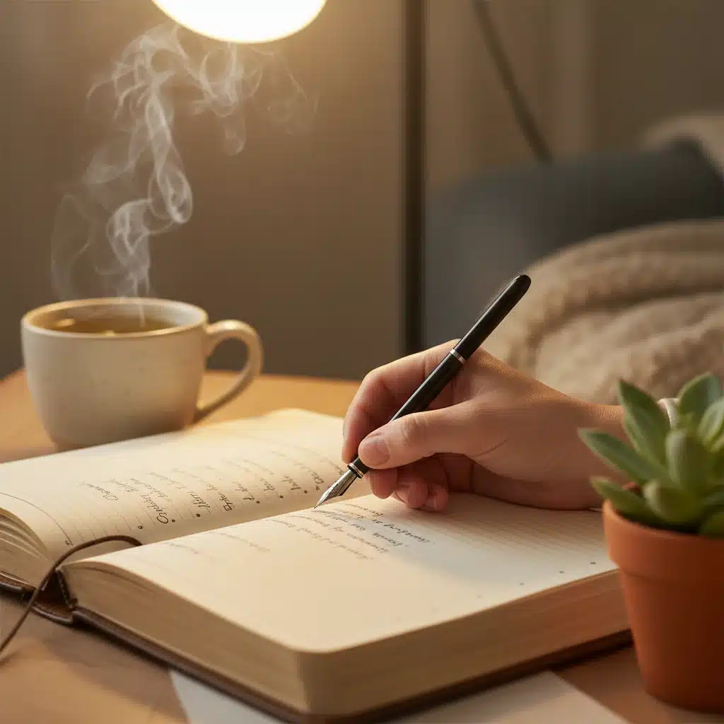 Hand writing in a journal for self-reflection and emotional processing