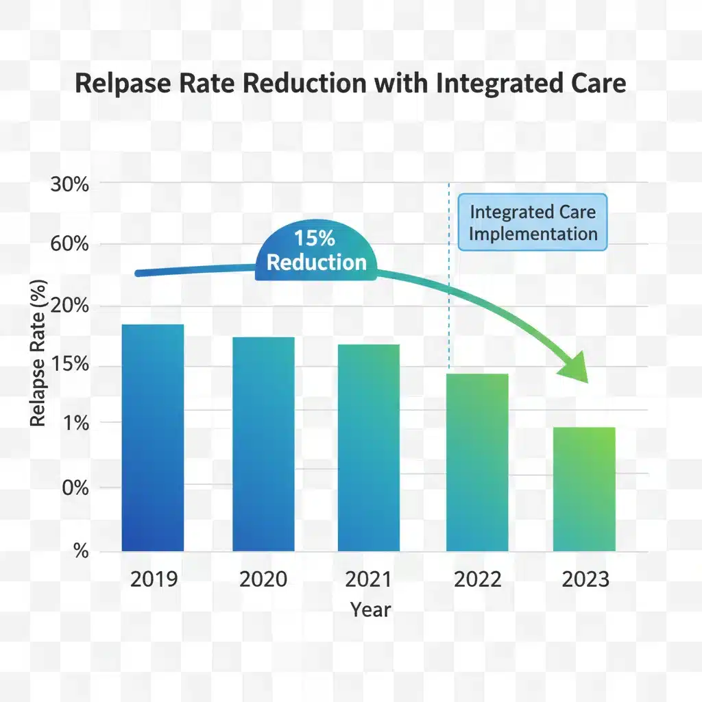 Graph showing 15% reduction in relapse rates due to integrated care