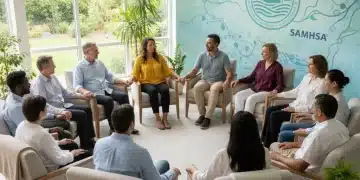 Group therapy session for recovery support, diverse individuals, hope, community, SAMHSA grants