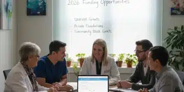 Healthcare professionals collaborating on federal addiction recovery grant applications