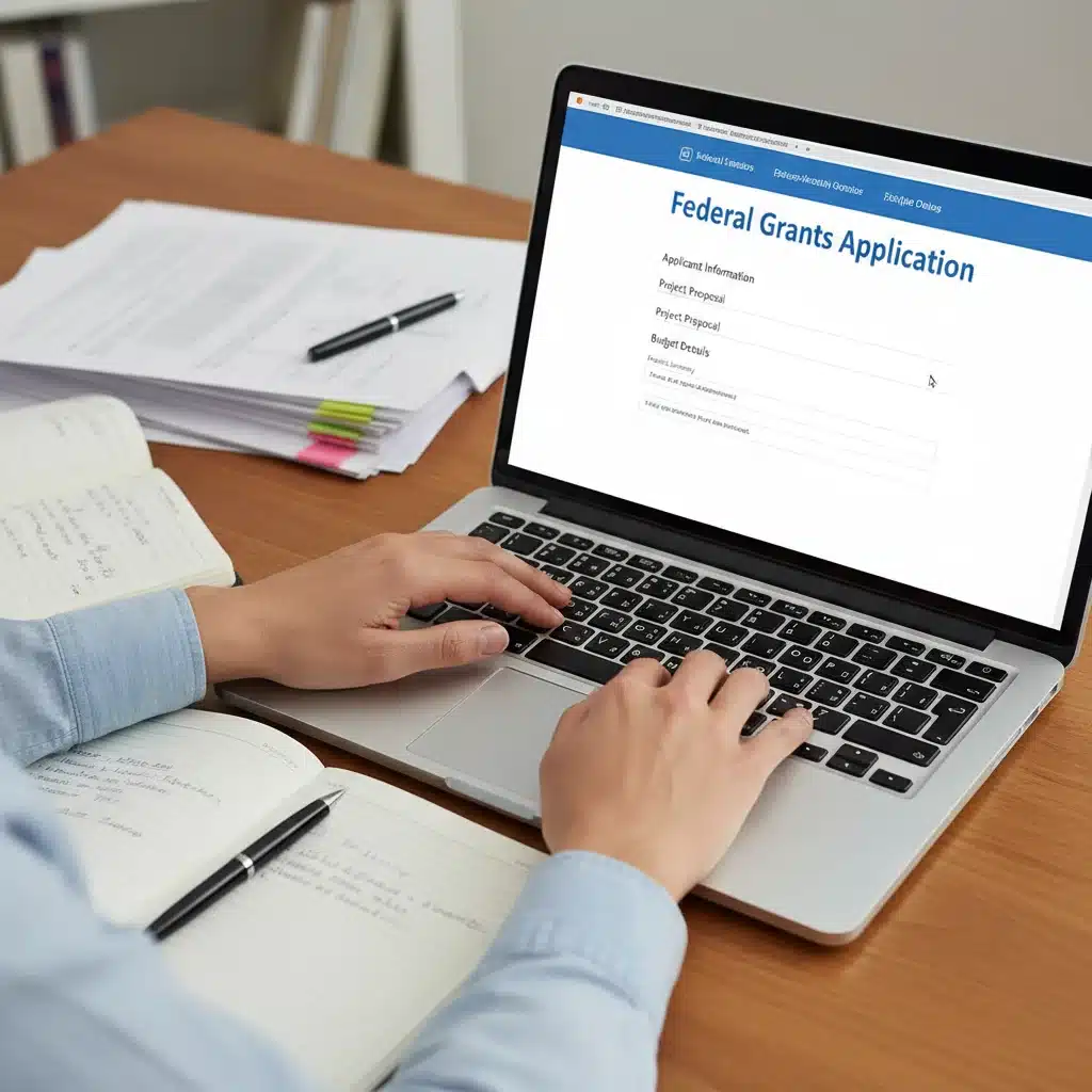 Person meticulously filling out an online federal grant application for addiction recovery