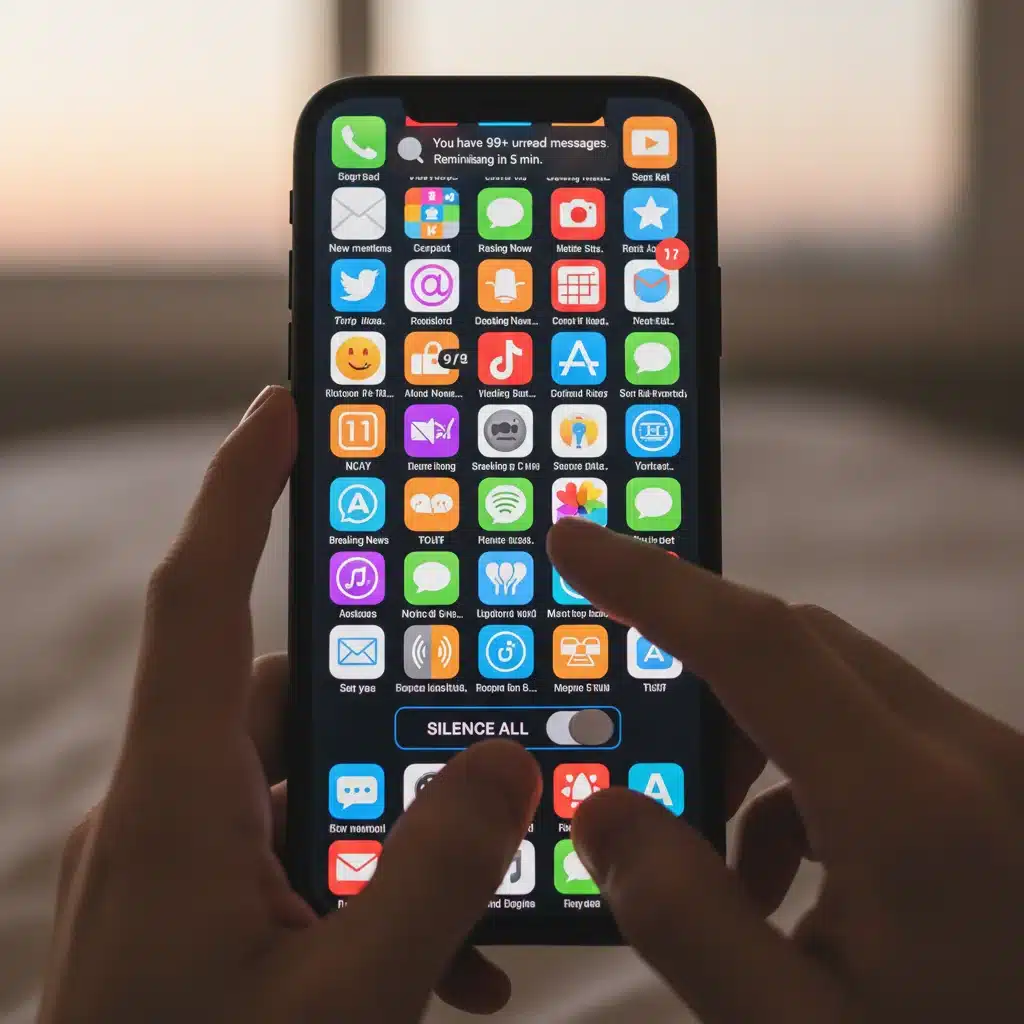 Smartphone screen with overwhelming app notifications